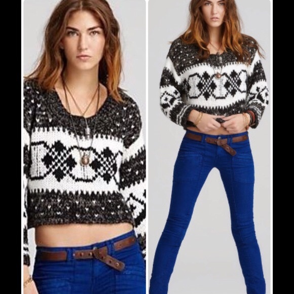 Free People Cropped Fairisle Sweater - Picture 7 of 8